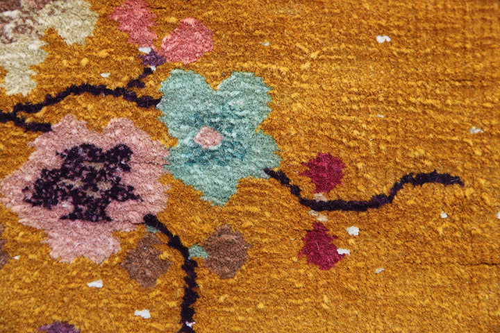 2'x4' Small Rug | Orange & Green Vintage Chinese Art Deco Rug