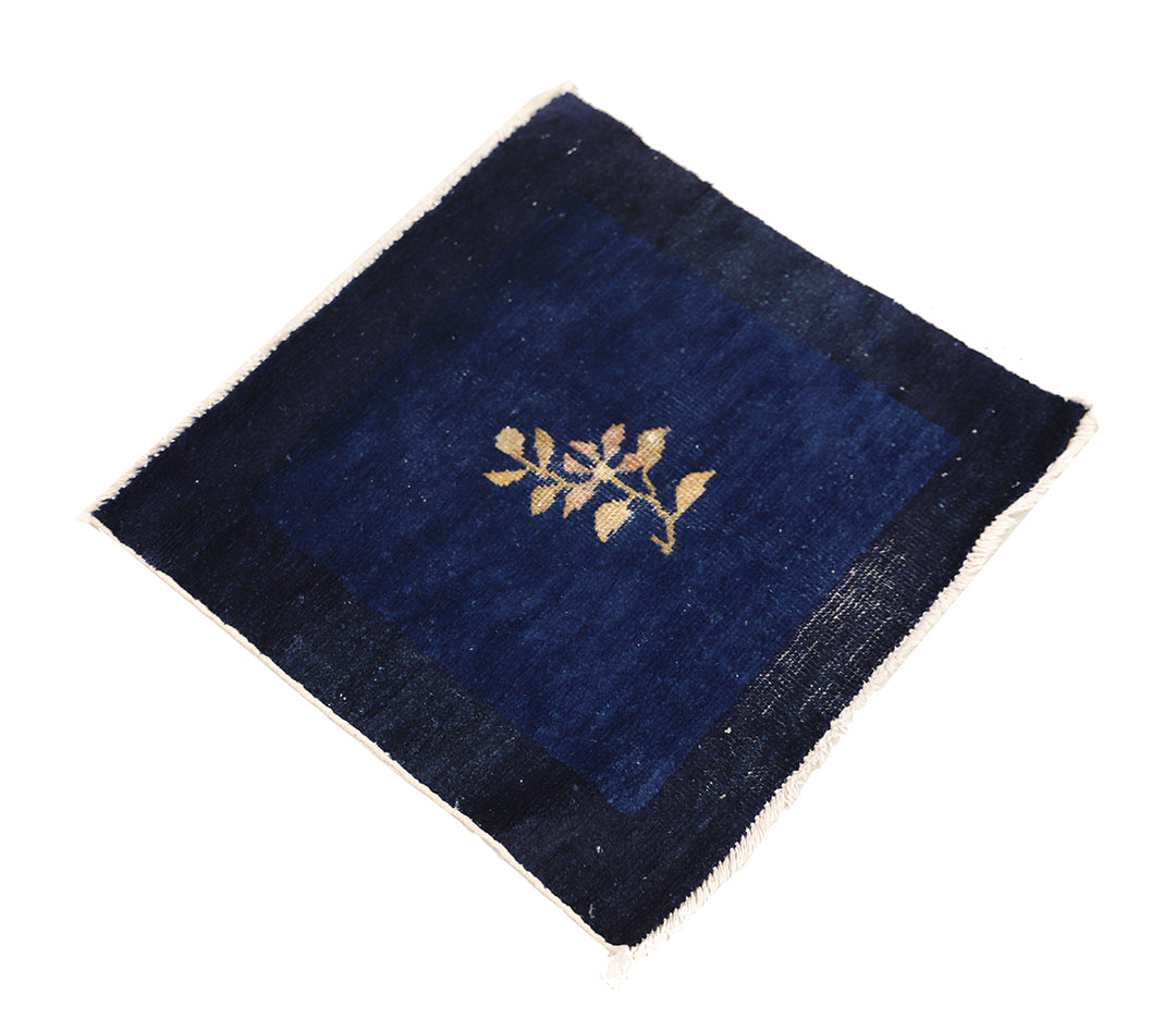 2'x2' Small Navy-Blue Rug | Square | Antique Peking Rug