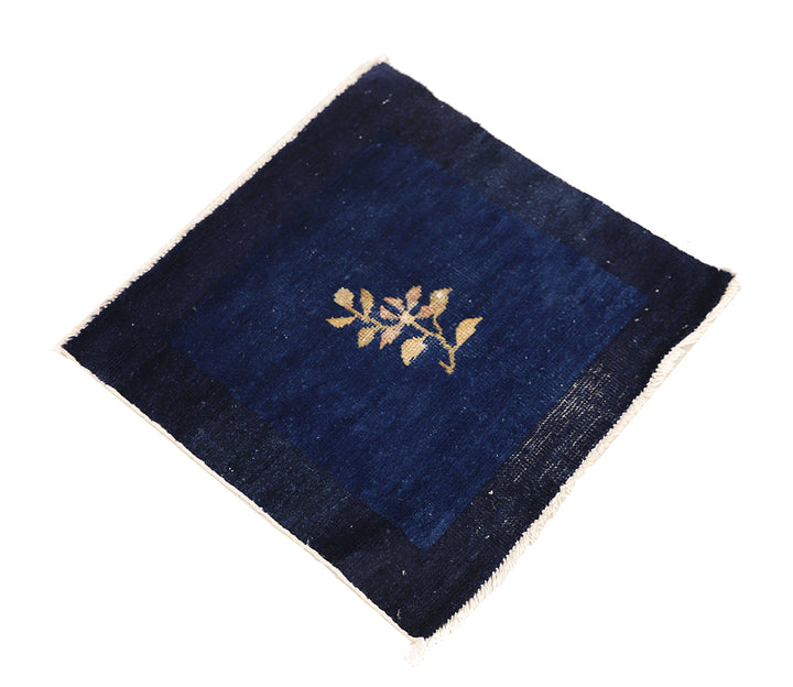 2'x2' Small Navy-Blue Rug | Square | Antique Peking Rug