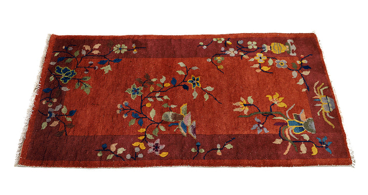 3'x5' Vintage 1920s Chinese Art Deco Rug | Hand Knotted Wool