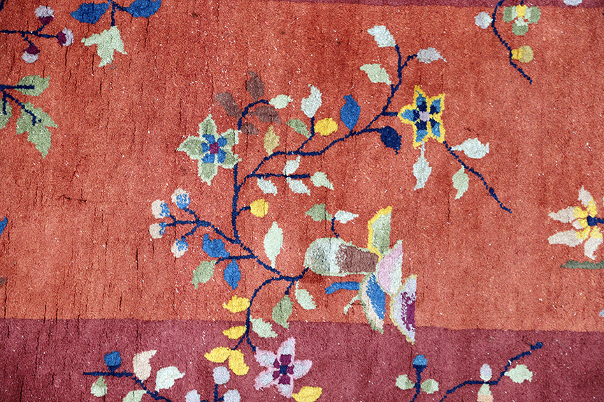3'x5' Vintage 1920s Chinese Art Deco Rug | Hand Knotted Wool