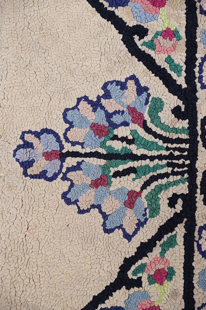2'x4' Antique American Hooked Rug | Floral | Hand-Hooked Rug