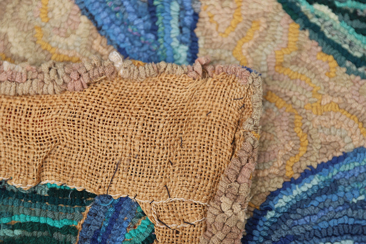 3'x3' Vintage American Hooked Rug | Mid-Century Modern Charm