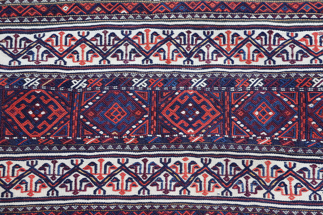 3'x4' Persian Verneh Soumak Weave Tribal Storage Bag