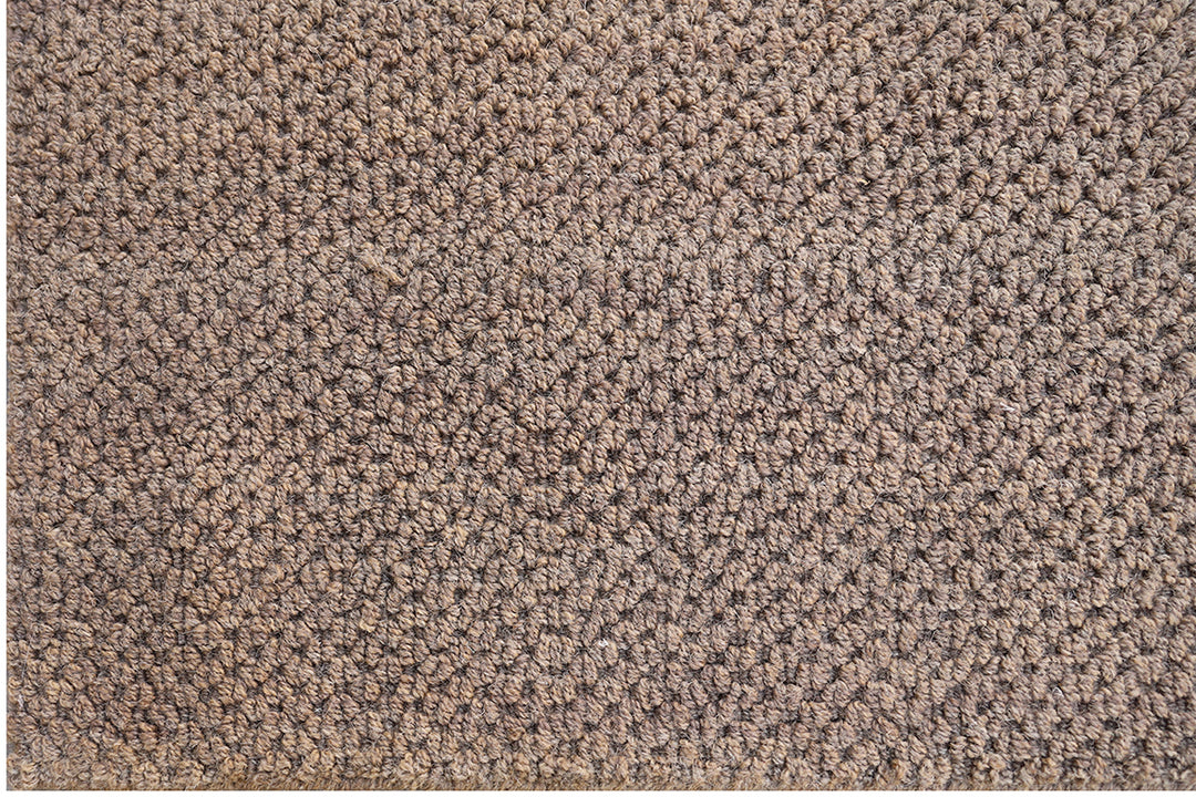 10'x10' Brown Woolen Hand-Loom Looped Pile Area Rug