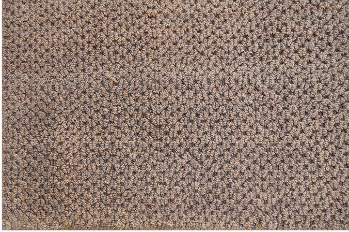 10'x10' Brown Woolen Hand-Loom Looped Pile Area Rug