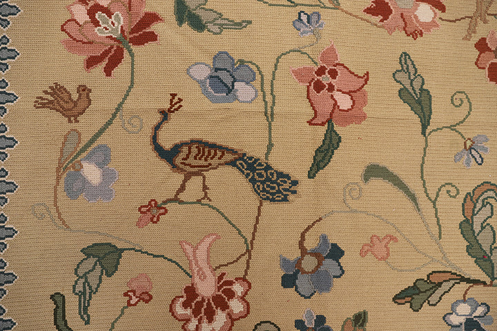 12'x22' Antique Portuguese Needlepoint Rug | Floral & Animal Patterns