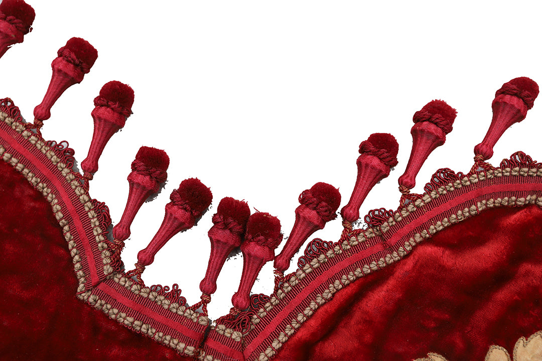 Antique European Velvet Valance with Gold Embroidery & Tassel Trim