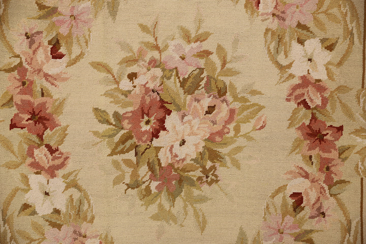 3'x5' Needle Point Area Rug | French Aubusson Design | Floral