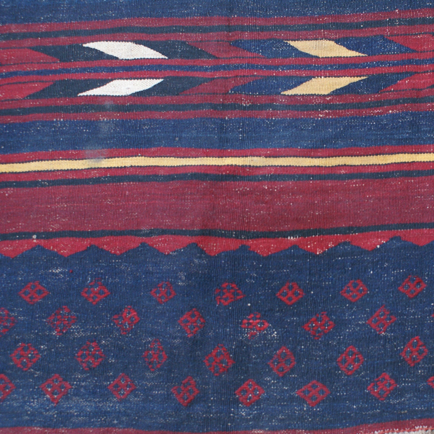 11'x15 Large Dark Rich Linear Pattern Vintage Afghan Mazar Kilim