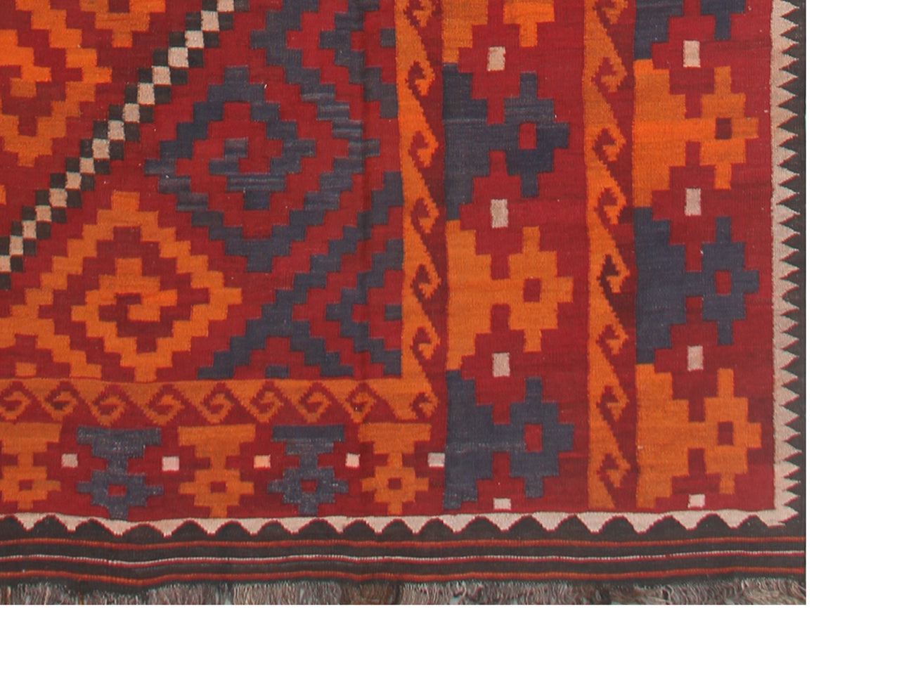 10'x16' Large Orange, Blue and Red Tribal Vintage Large Afghan Maimana Kilim