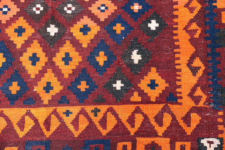 7'x8' Afghan Kilim | Vintage Maimana Kilim