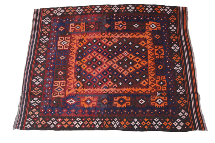 7'x8' Afghan Kilim | Vintage Maimana Kilim