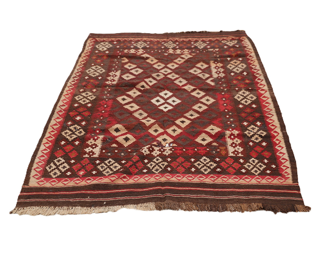 6'x8' Vintage Afghan Maimana Kilim