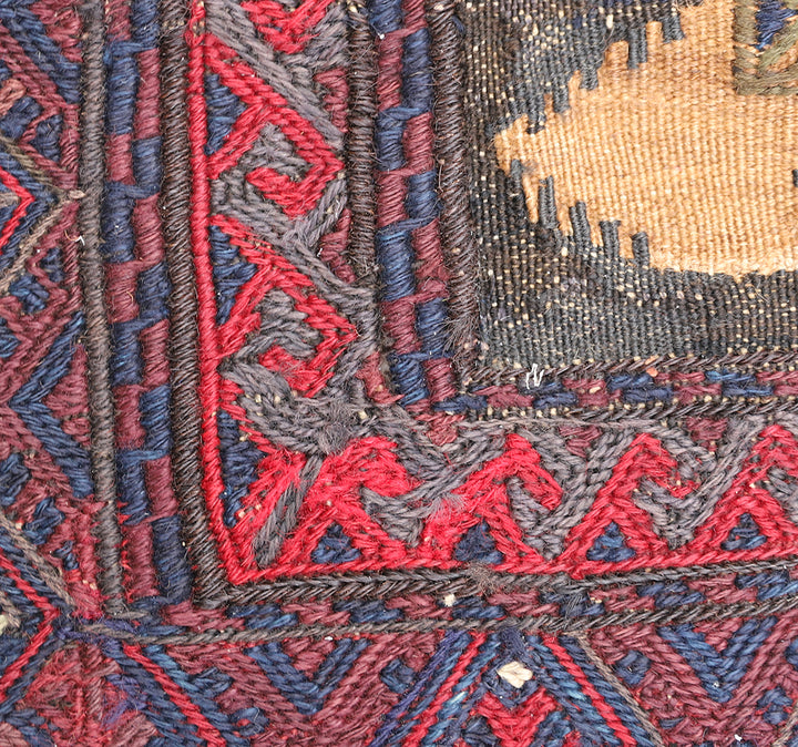 4'x4' Rare Sofreh Kilim | Collectible Tribal Flat Weave | Organic Camel Hair