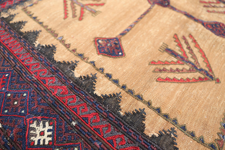 4'x4' Rare Sofreh Kilim | Collectible Tribal Flat Weave | Organic Camel Hair