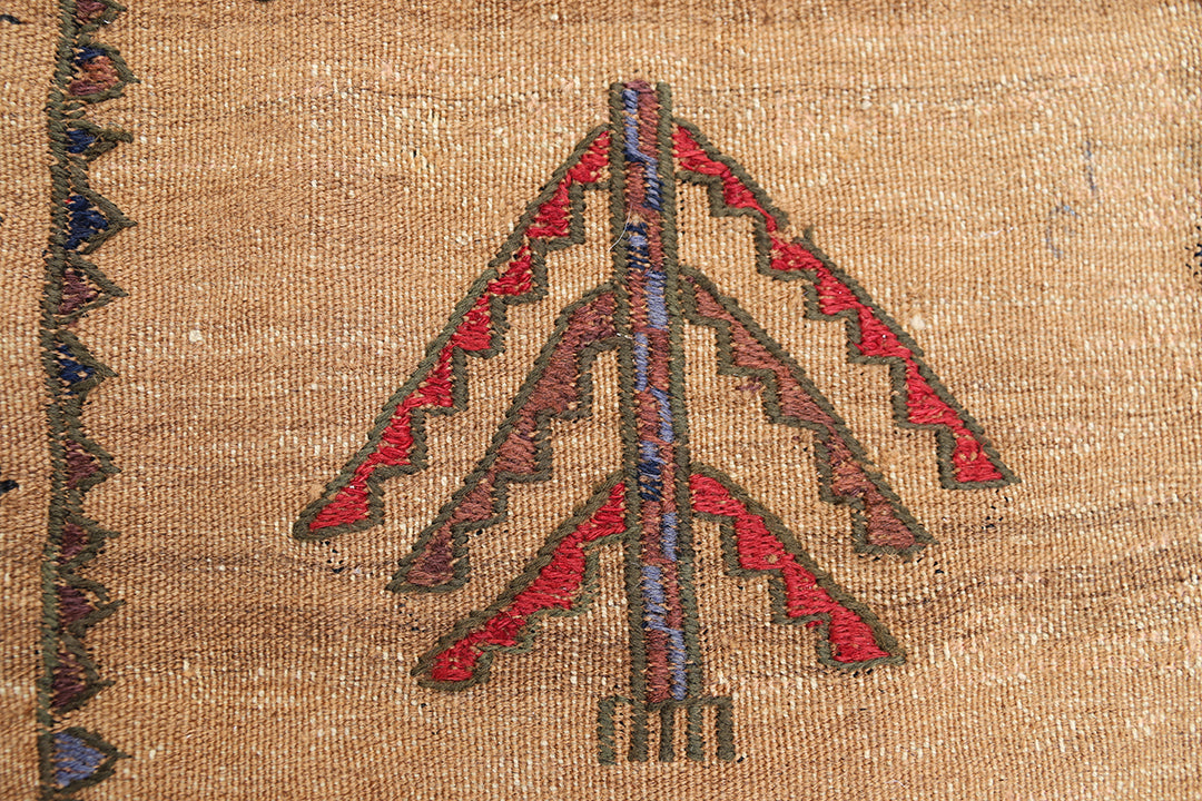 4'x4' Rare Sofreh Kilim | Collectible Tribal Flat Weave | Organic Camel Hair