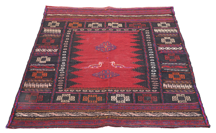 4'x4' Vintage Persian Afshar Sofreh Rug