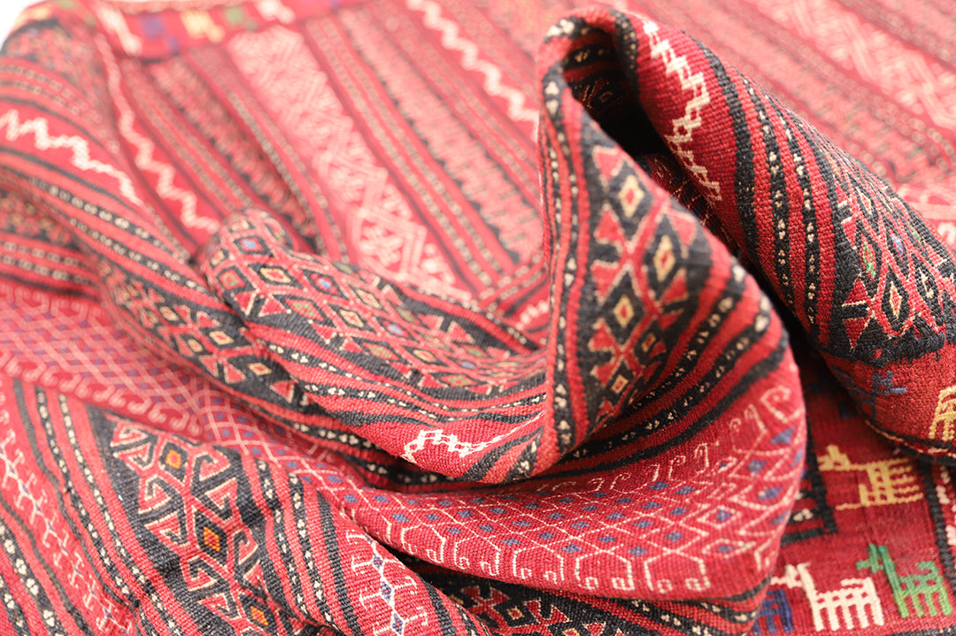 5'x10' Persian Kilim Rug | Handwoven Geometric & Animal Motif | Jewel Tone Luxury
