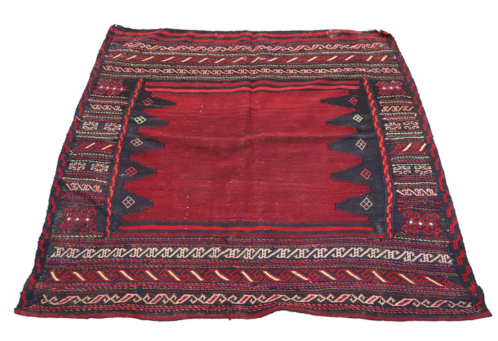 4'x4' Vintage Red Open-field Persian Afshar Sofreh Rug