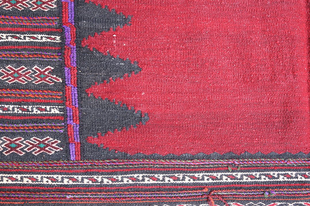 4'x4' Red Vintage Persian Afshar Sofreh Rukursi Hand Woven Kilim