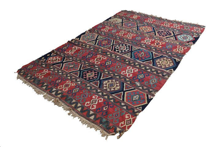 7'x10' Antique Late 19th Century Shirvan Kilim Rug