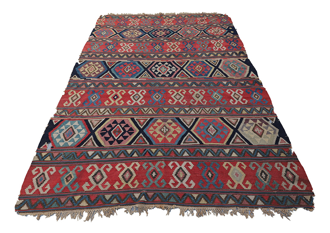 7'x10' Antique Late 19th Century Shirvan Kilim Rug