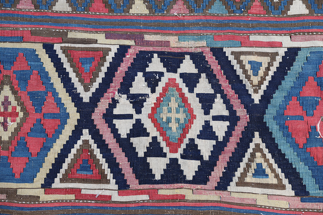 7'x10' Antique Late 19th Century Shirvan Kilim Rug