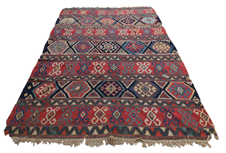 7'x10' Antique Late 19th Century Shirvan Kilim Rug