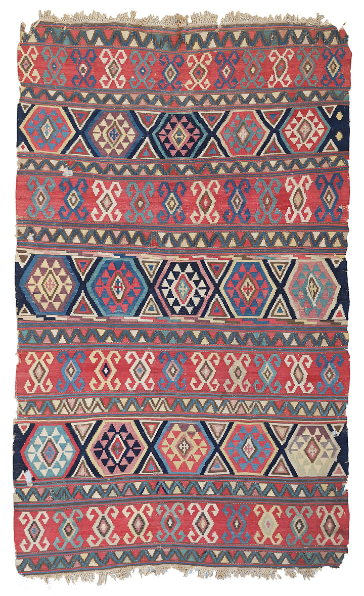 7'x10' Antique Late 19th Century Shirvan Kilim Rug