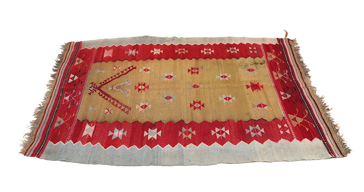 4'x6' Antique Prayer Rug | Vintage Handwoven Treassian Kilim