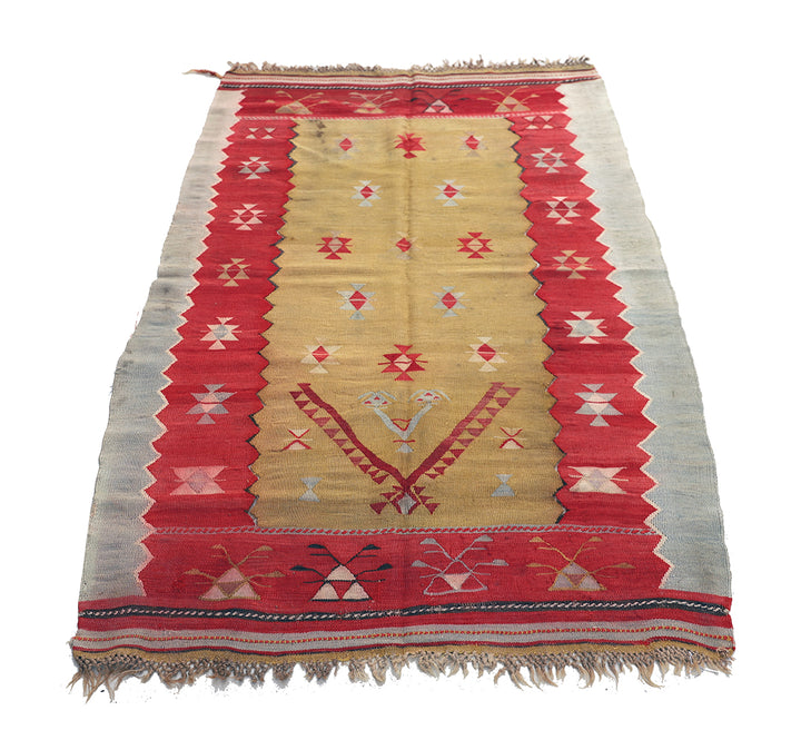 4'x6' Antique Prayer Rug | Vintage Handwoven Treassian Kilim