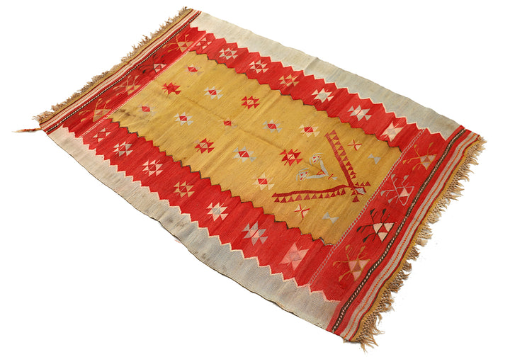 4'x6' Antique Prayer Rug | Vintage Handwoven Treassian Kilim