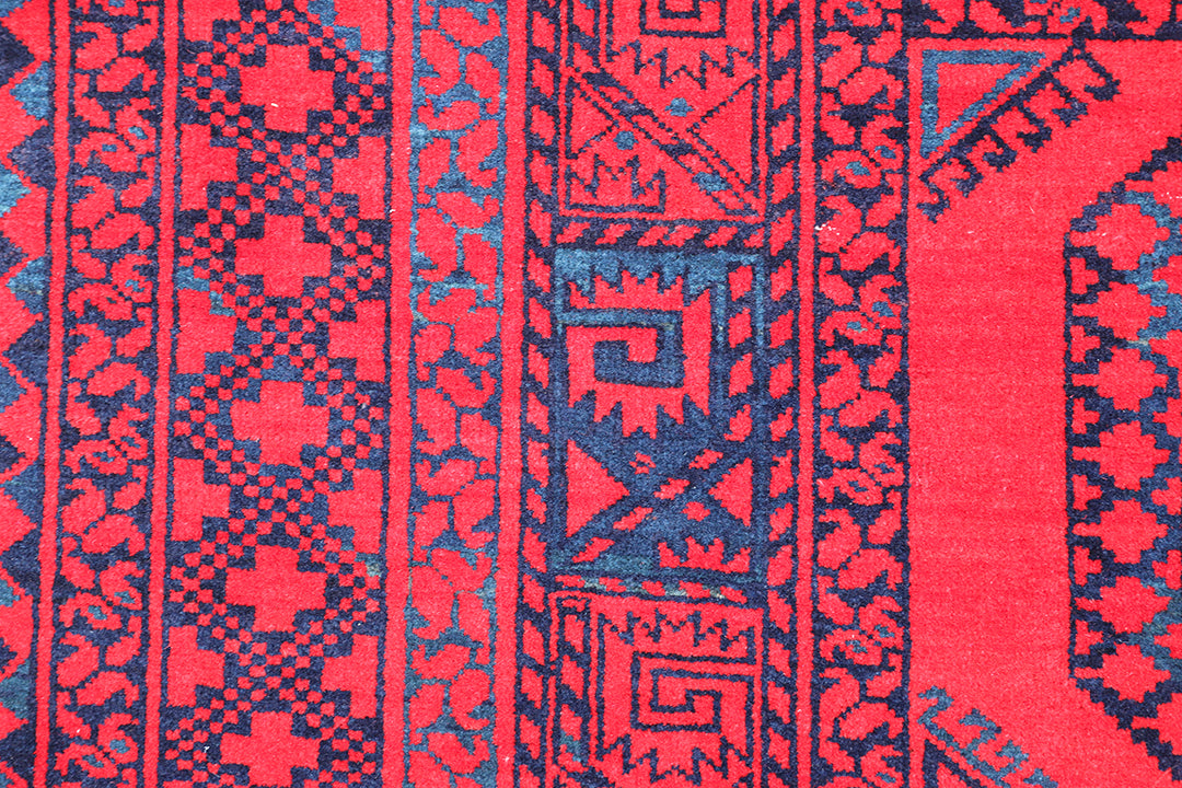 7'x10' Afghan Elephant Foot Design | Wool | Tribal Area Rug