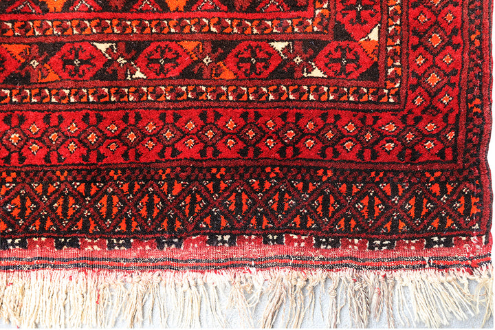 11'x13' Red and Black Vintage Afghan Sarik Design Rug