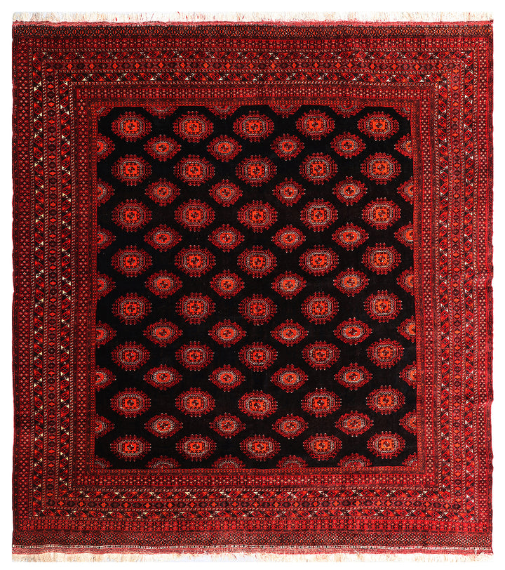 11'x13' Red and Black Vintage Afghan Sarik Design Rug