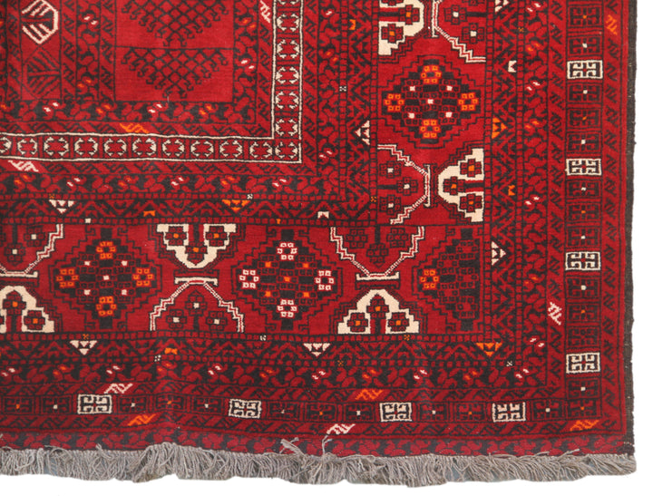 6'x10' Red Afghan Kunduz Parda Design Rug