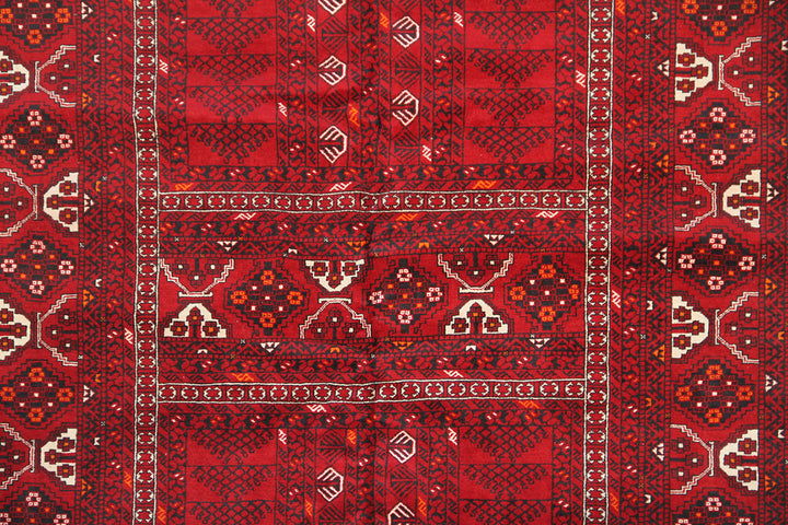 6'x10' Red Afghan Kunduz Parda Design Rug