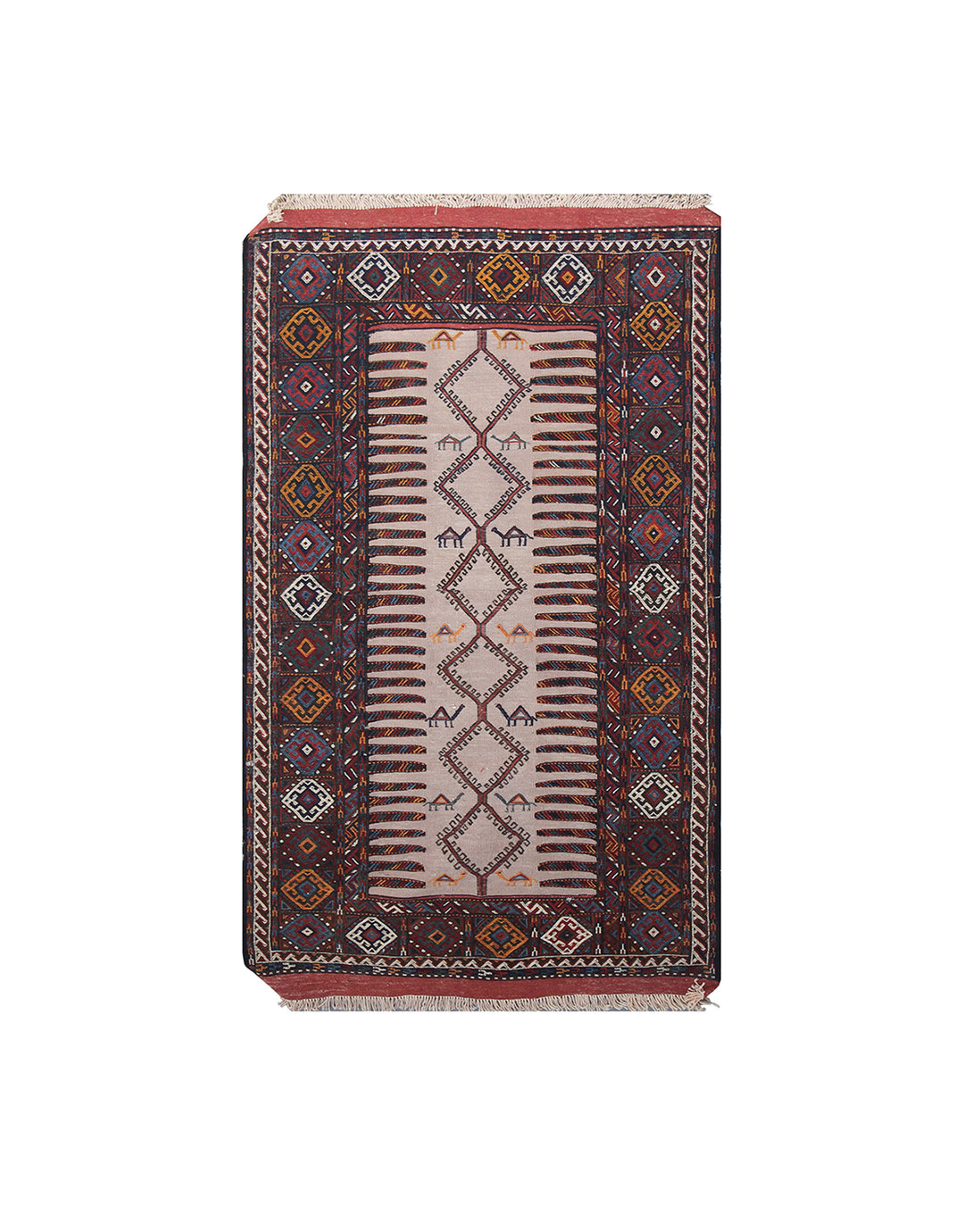 Authentic Quchan Baluch Sofreh Kilim Rug | 3'x6' Persian Tribal