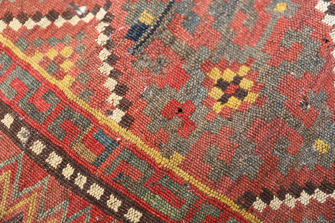 2'x4' Vintage Hand-Woven Uzbek Kilim Area Rug | Geometric Design | Northern Afghanistan