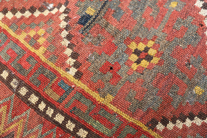 2'x4' Vintage Hand-Woven Uzbek Kilim Area Rug | Geometric Design | Northern Afghanistan