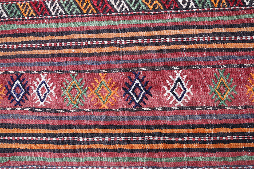 6'x10' Vintage Persian Kurdish Kilim | Wool Flatweave Area Rug