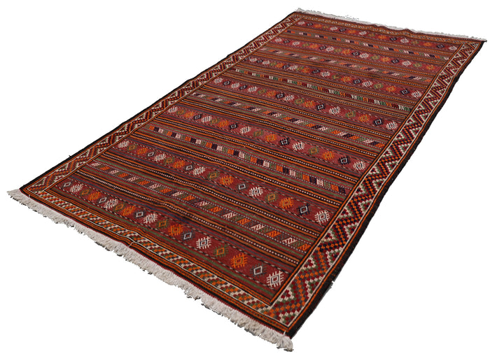 6'x10' Vintage Persian Kurdish Kilim | Wool Flatweave Area Rug