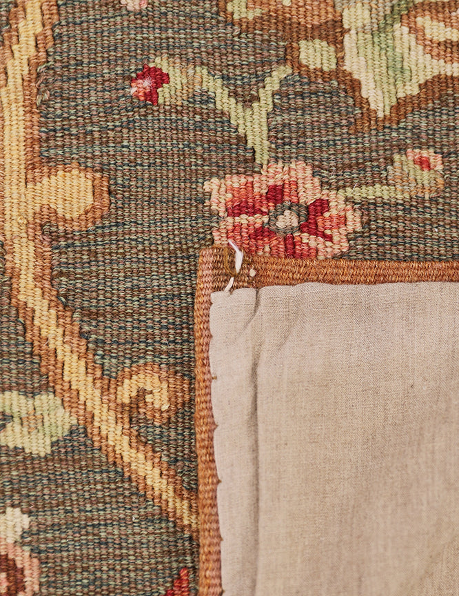 9'x9' Square Aubusson | Handwoven Rug | Floral Area Rug