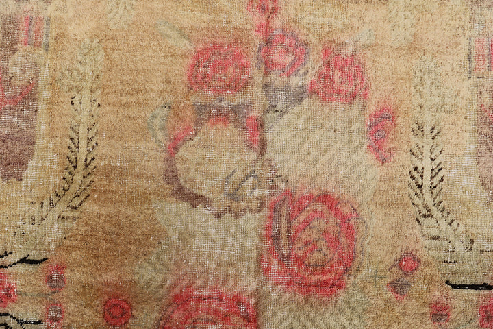 5'x8' Vintage Antique Samarkand Area Rug| Pink Floral Rug
