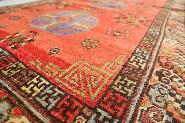 5'x8' Vintage Area Rug | Samarkand Rug |Orange Wool Area Rug