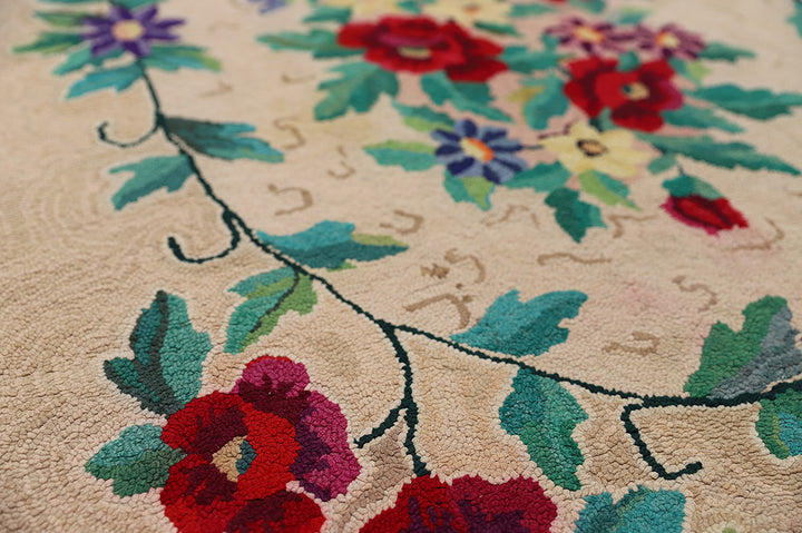 4'x6' Antique American Hooked Rug | Vintage Farmhouse Area Rug