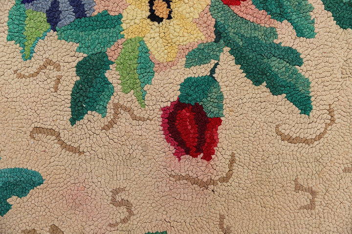 4'x6' Antique American Hooked Rug | Vintage Farmhouse Area Rug