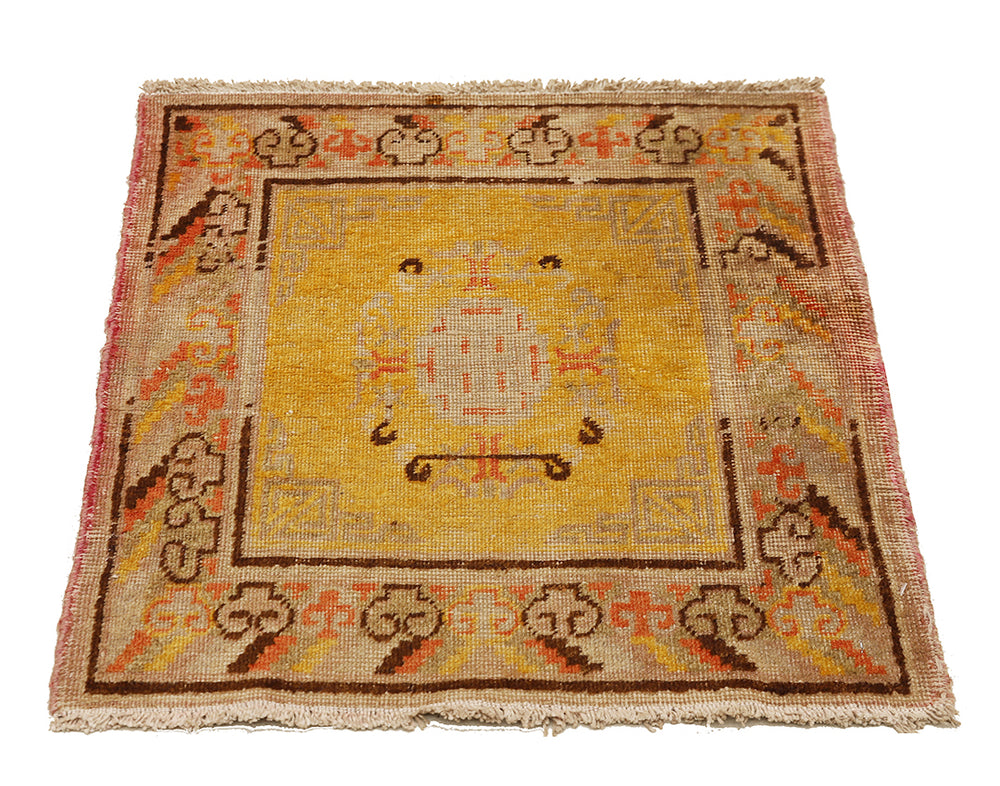 2'x2' Antique Khotan Rug – Handwoven Collectible in Organic Wool