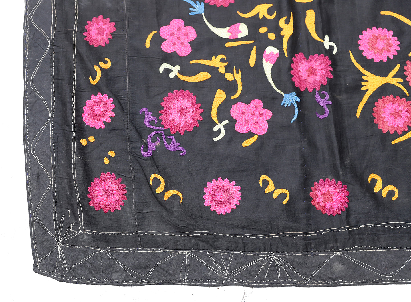8'x9' Vintage Uzbek Embroidered Suzani Panel